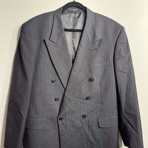 Jones New York 100% Wool Pinstripe Blazer gray